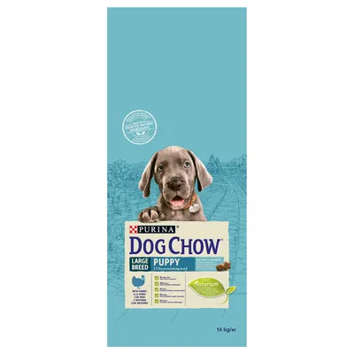 PURINA DOG CHOW Large Breed Puppy mit Truthahn, Naturium, 14 kg. Für große Rassen unter 2 Jahren. Mit ausgewählten natürlichen Zutaten.
