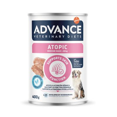 Advance Veterinary Diets Atopic Medium Maxi >10kg, supports skin function, with turkey, 400g can.