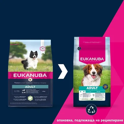 Eukanuba Premium Nutrition Adult Small & Medium Breed с агнешко и ориз - 12 кг