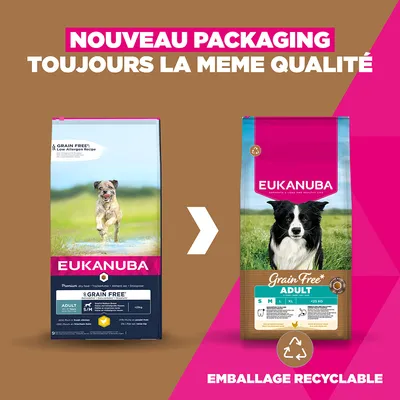 Eukanuba Grain Free Adult Small & Medium Poulet - lot économique : 2 x 12 kg