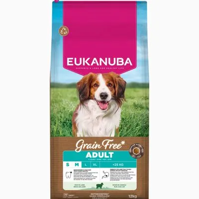 Eukanuba Grain Free Adult Small & Medium - Lamb - Economy pack: 2 x 12kg Eukanuba Grain Free Adult Small & Medium - Lamb - Economy pack: 2 x 12kg