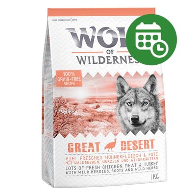 20% reducere! 2 x 1 kg Wolf of Wilderness Adult "Great Desert" - Curcan