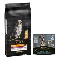 PURINA PRO PLAN Adult 14 kg + passender Snack gratis! - Medium & Large 7+ Age Defence + Dental Care für grosse Hunde 426 g