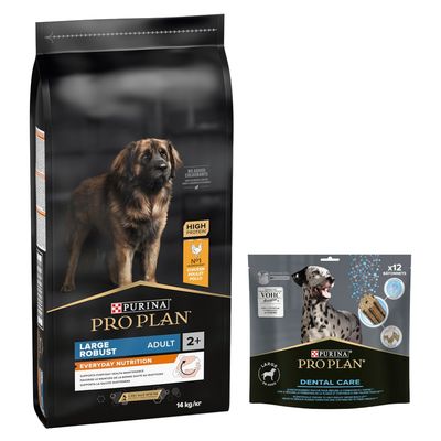 PURINA PRO PLAN 12 / 14 kg + friandises Dental Care 345 g ou 426 g offertes ! Large Robust Adult Everyday Nutrition (14 kg) + Dental Care pour grand chien (25-40 kg)(426 g)