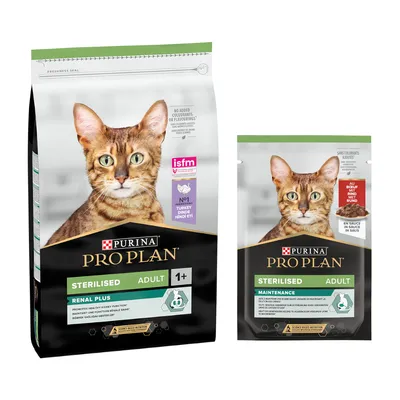 Pack bi-nutrition : PURINA PRO PLAN 10 kg de croquettes + 12 sachets de 85 g - 10 kg Sterilised riches en dinde + 12 x 85 g Sterilised bœuf Pack bi-nutrition : PURINA PRO PLAN 10 kg de croquettes + 12 sachets de 85 g - 10 kg Sterilised riches en dinde + 12 x 85 g Sterilised bœuf