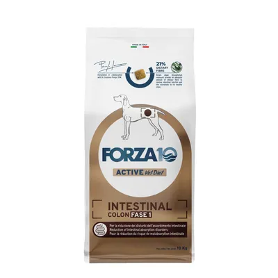 Forza10 Active Vet Diet Intestinal Colon Fase 1, 21% dietary fiber, per la riduzione dei disturbi dell’assorbimento intestinale, sacco da 10 kg. Made in Italy. Forza10 Active Vet Diet Intestinal Colon Fase 1, 21% dietary fiber, per la riduzione dei disturbi dell’assorbimento intestinale, sacco da 10 kg. Made in Italy.