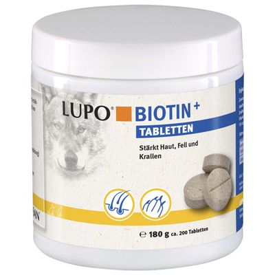 LUPO Biotin+ compresse, rafforza pelle, pelo e artigli. Pelle e pelo, 180 g, circa 200 compresse.