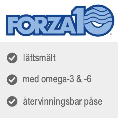 FORZA10. Lättsmält, med omega-3 & -6, återvinningsbar påse.