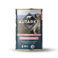 Grain free succulent salmon food with 66% salmon and added herbs. Naturally balanced nutrition for highly active dogs.