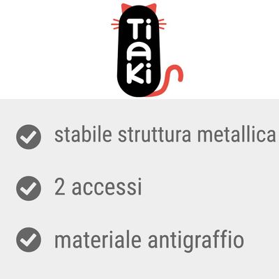 Tiaki, stabile struttura metallica, 2 accessi, materiale antigraffio