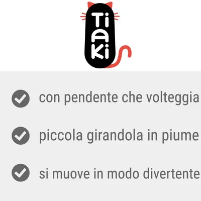 Tiaki. con pendente che volteggia, piccola girandola in piume, si muove in modo divertente.