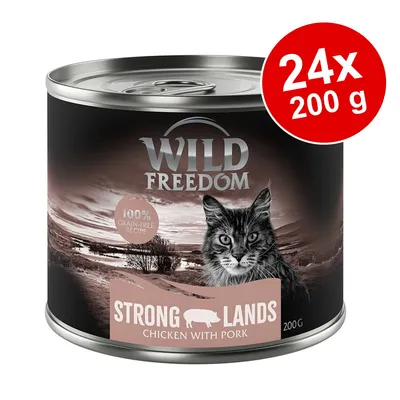 Wild Freedom Strong Lands, Chicken with Pork, 24x200g, 100% grain-free recipe. Wild Freedom Strong Lands, Chicken with Pork, 24x200g, 100% grain-free recipe.