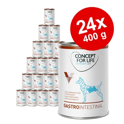 Concept for Life Veterinary Diet Gastrointestinal, 24x 400g conserve. Pentru compensarea pierderii de nutrienți, ușor digerabil, acceptare ridicată.