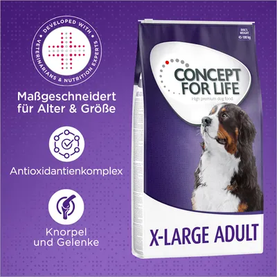Concept for Life X-Large Adult Hundefutter. Massgeschneidert für Alter und Grösse, Antioxidantienkomplex, Knorpel und Gelenke. Entwickelt mit Tierärzten und Ernährungsexperten.