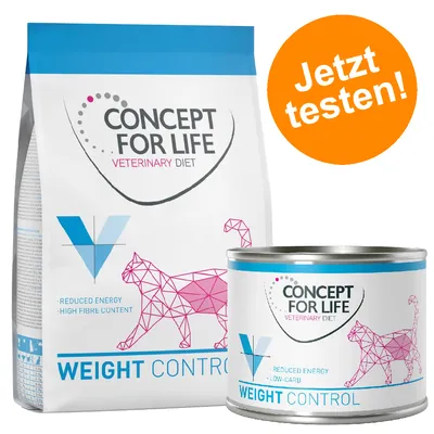 Concept for Life Veterinary Diet Weight Control. Trocken- und Nassfutter für Katzen mit reduziertem Energiegehalt, ballaststoffreich und kohlenhydratarm. Jetzt testen!