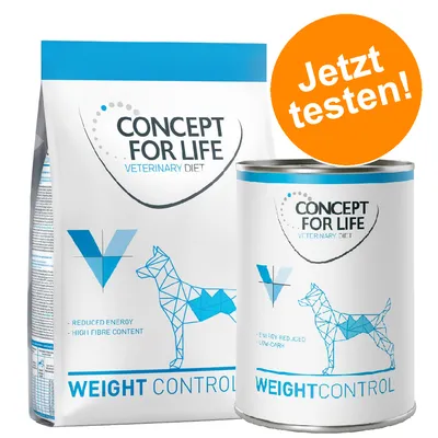 Concept for Life Veterinary Diet Weight Control, Trocken- und Nassfutter mit reduziertem Energiegehalt und hohem Ballaststoffanteil. Jetzt testen!