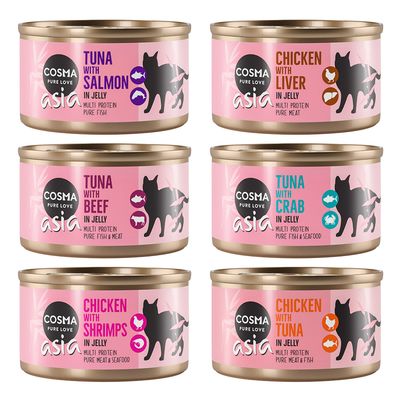 Lot Cosma Asia en gelée 24 x 85 g pour chat lot mixte (6 sortes)