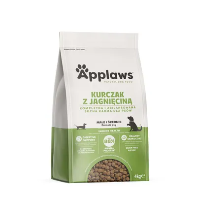 Applaws sucha karma dla psów, kurczak z jagnięciną, 4 kg. Co najmniej 88% białka zwierzęcego, bez zbóż, wspiera trawienie i układ odpornościowy. Applaws sucha karma dla psów, kurczak z jagnięciną, 4 kg. Co najmniej 88% białka zwierzęcego, bez zbóż, wspiera trawienie i układ odpornościowy.
