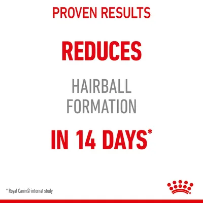 Proven results: reduces hairball formation in 14 days according to Royal Canin internal study.