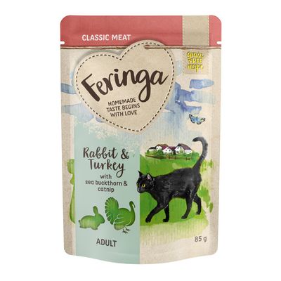 Feringa Classic Meat Menü Pouch 12 x 85 g Kaninchen & Truthahn mit Sanddorn