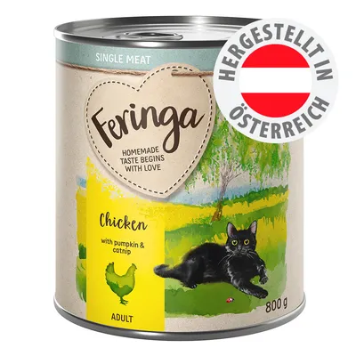 Feringa Chicken with pumpkin & catnip, Adult, 800 g. Single Meat. Homemade taste begins with love. Hergestellt in Österreich. Feringa Chicken with pumpkin & catnip, Adult, 800 g. Single Meat. Homemade taste begins with love. Hergestellt in Österreich.