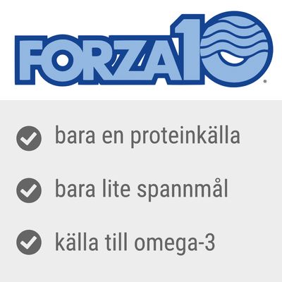 FORZA10, bara en proteinkälla, bara lite spannmål, källa till omega-3