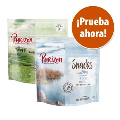 Purizon Snacks Fish with Beef, 100% meat, fish & liver, for adult cats, 40 g. Texto destacado: ¡Prueba ahora!