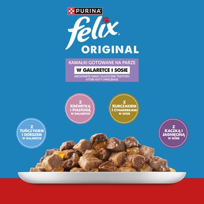 Megapakiet Felix Classic, saszetki w galarecie lub w sosie, 120 x 85 g - Pakiet mięsno-rybny (4 warianty smakowe)