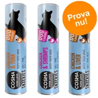 Blandat provpack: 3 sorter Cosma Snackies DUO 2 in 1 - Alla 3 tuberna 77 g