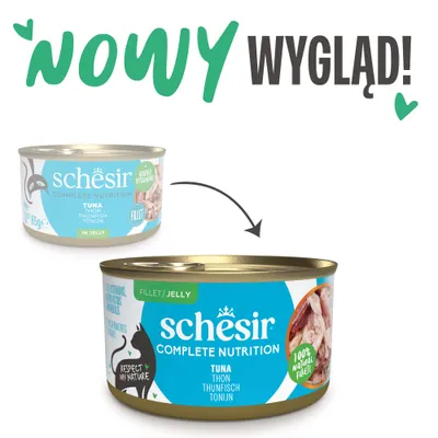 Schesir Complete Nutrition, filet w galarecie, 6 x 85 g w puszce - Tuńczyk z wołowiną