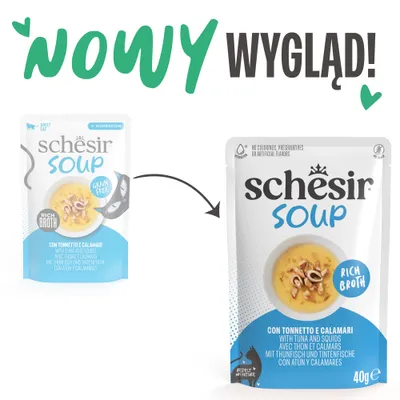 Schesir Cat Soup, zupa dla kota, 12 x 40 g w saszetkach - Łosoś i marchewka