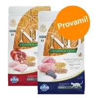 Set prova! 2 x 1,5 kg Farmina N&D Ancestral Grain Adult per gatti - 1,5 kg Pollo e Melograno + 1,5 kg  Agnello e Mirtillo