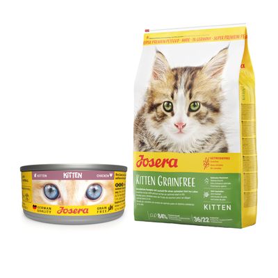 Josera Kitten nourriture humide au poulet, anti-boules de poils, qualité allemande, sans céréales, sans ajout de sucre ni de conservateurs, boîte de 210 g.