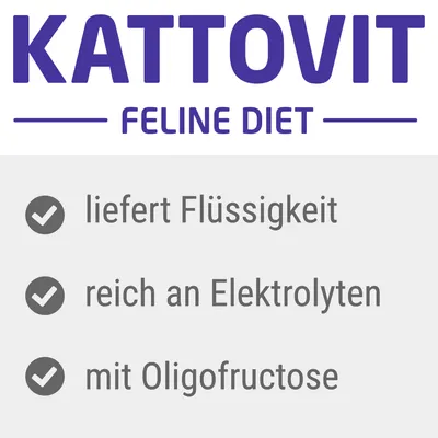 Kattovit Feline Diet: liefert Flüssigkeit, reich an Elektrolyten, mit Oligofructose.