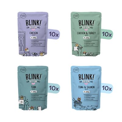 Blink! Kitten Chicken Fillet Recipes in Jelly - Mixed Mega Pack (40 x 85g)
