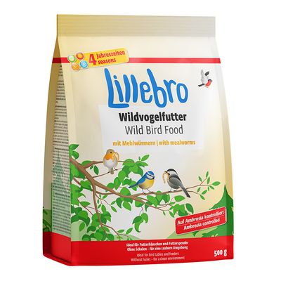 Lillebro Wildvogelfutter mit Mehlwürmern 3 x 500 g