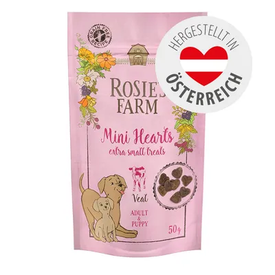 Rosie's Farm Mini Hearts extra small treats Veal, Adult & Puppy, 50g, getreidefreie Rezeptur. Hergestellt in Österreich.