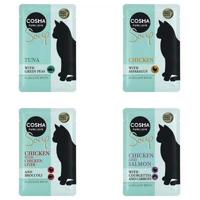 Økonomipakke: 48 x 40 g Cosma Soup - Mix I: 4 varianter