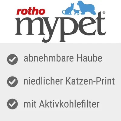 rotho mypet. Irrotettava kupu, söpö kissakuvio, aktiivihiilisuodattimella.