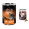 Wild Freedom Kombi-Paket: 24 x 400 g Adult Nassfutter + 3 x 45 g RAW Sterilised: Mixpaket 3 (Huhn pur, Seelachs, Kaninchen, Ente) + Hühnerherzen