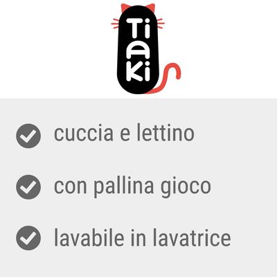 Tiaki, cuccia e lettino, con pallina gioco, lavabile in lavatrice