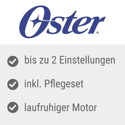Oster. Bis zu 2 Einstellungen, inkl. Pflegeset, laufruhiger Motor.