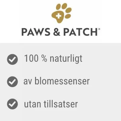 PAWS & PATCH. 100 % naturligt, av blomessenser, utan tillsatser.