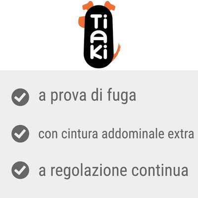 Tiaki. a prova di fuga, con cintura addominale extra, a regolazione continua.