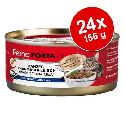 Feline Porta 21 -säästöpakkaus 24 x 156 g lajitelma: neljä makua (viljaton)