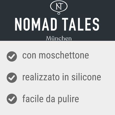 NOMAD TALES München. con moschettone, realizzato in silicone, facile da pulire.