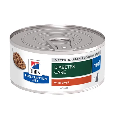 Hill's Prescription Diet Diabetes Care m/d with liver, cat food, recommended by veterinarians.