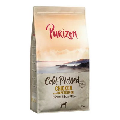Purizon Cold-Pressed Chicken con olio di colza, 12 kg. 55% pollo, 45% verdure, 0% cereali. Adatto ai cani.