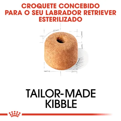 Croquete concebido para o seu Labrador Retriever esterilizado. Tailor-made kibble.