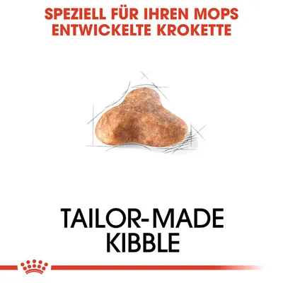 Posebno razvijena kroketa za mopsa. Tailor-made Kibble.